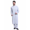 MOQ1 Custom High Quality Two Piece Sets Ethnic Thobe Casual Man Muslim Abaya Clothes Solid Turkish Dubai Arab Islamic Clothing